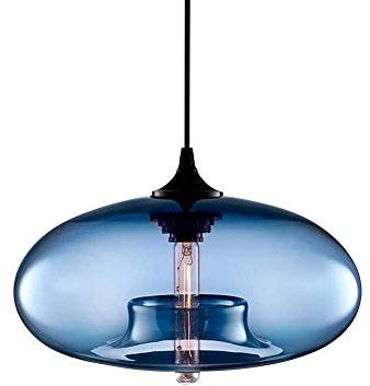 Lámpara colgante esférica moderna de cristal azul para restaurante, lámpara de techo artística para cafetería, bar, dormitorio, sala de estar, tienda de ropa, tienda, Hotel, luz de burbuja E27,