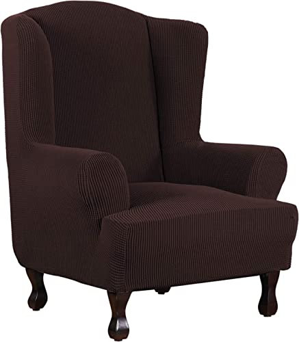 Thdsubb Ohrensessel Überzug Sesselbezug Sessel Sessel-Überwürfe Tiger Stuhlbezug Ottomane Schonbezug Hockerüberzug Husse Für Fußhocker (Braun,Bezug für Ohrensessel)