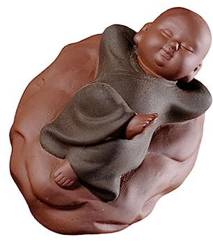 PRETYZOOM Tee Haustier Hausdekorationen Für Zu Hause Aquarium Buddhafiguren Kleine Mönchsfiguren Zen-mönch-Ornament Desktop-Statue Buddha-Figur Buddha-Statue Mini Lila Ton