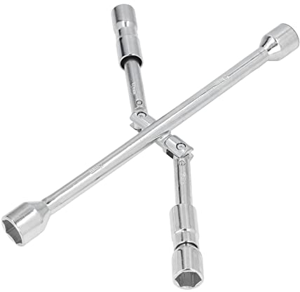 Depisuta 14-Zoll-Universal-Klappschlüssel, 4-Wege-Kreuzschlüssel, 180° Klappbarer Steckschlüssel für Autoreparatur, Radschlüssel aus Hartstahl für PKW und LKW