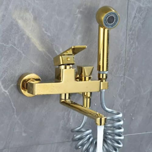 Wandmontage Spültischarmatur Küche Drehgelenk Wasserhahn Küche Mischbatterie Küche mit Spritzpistole für Heißes Und Kaltes Wasser Einhebelmischer Armatur Küchenspüle