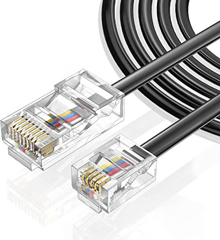 Seefeful Telephone line RJ45 to RJ11 Adapter,Converter Cable RJ45 8P4C Male to RJ11 6P4C Male (3 Pack / 3.3FT)