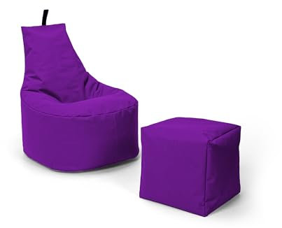 Nadimaideal Sitzsack XL - XXL für Kinder, Teenager & Erwachsene | Indoor & Outdoor | bereits gefüllt | Sitzsack Gaming | Füllung EPS Perlen (Lila, XXL - Durchmesser 80 cm für Erwachsene)
