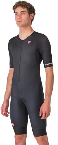 CASTELLI Men’s Core Tri Suit Short Sleeve, Cycling Race Swim Bike Run, Aerodynamic Triathlon Suit with Pockets - Black - X-Large