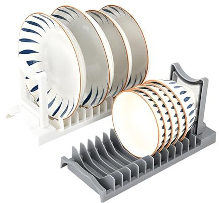Aipeeo 2 Stück Topfdeckelhalter,Deckelhalter Küche,Topfdeckel Organizer,Teller Organizer,Tellerständer,Topfdeckelablage für Teller, Schneidebretter, Backformen, Kühlregale, Töpfe & Pfannen(Weiß,Grau)