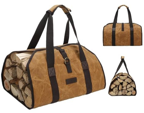 Firewood Carrier Bag Canvas Shopping Tote Water Resistant Storage Bag
