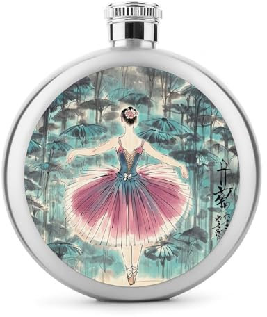 5 oz Whisky Flasche Klassisches Ballett Elegante Ballerina Gedruckt Edelstahl Flasche Hüftkolben Auslaufsicher Getränk Kantine Getränk Flaschen für Reise Geschenke Hochzeit Bachelorette Party