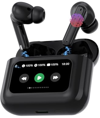 MU LIN Cuffie Bluetooth 5.4 con controllo a schermo tattile, riduzione del rumore ANC/ENC, autonomia di 40 ore, impermeabili IPX7, wireless in-ear, Ideali per musica, chiamate e sport