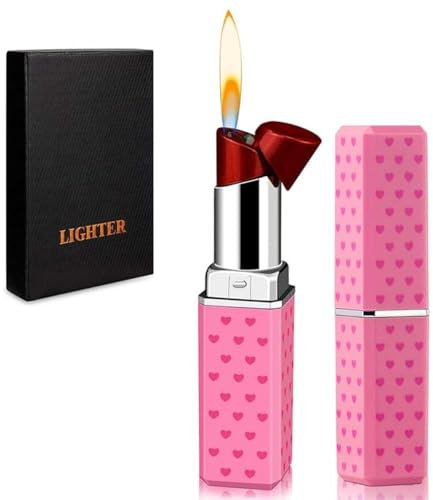 Feuerzeug Nachfüllbares feuerzeug, Verstellbares Flammenfeuerzeug schönes Geschenk für Mädchen, Frauen, Freundinnen zum Geburtstag, Jahrestag, rot(Brennstoff Nicht enthalten)