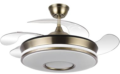 Ventilador de techo cuero 4 aspas desplegables, temperatura regulable, 34,5/42 x 40/91 cm, 59w 6980lm