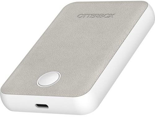 OtterBox Wireless Power Bank for MagSafe, Slim Portable Charger with USB-C to USB-C cable included, LED Indicator, 5,000 mAh Durable Design for iPhone, White