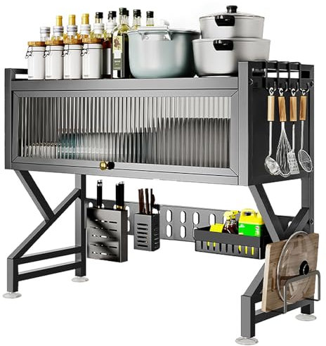 Escurreplatos grande de 2 niveles con cesta colgante, escurridor de utensilios de cocina, color negro, diseño de ahorro de espacio, perfecto para lavar platos y cubiertos, duradero y elegante.