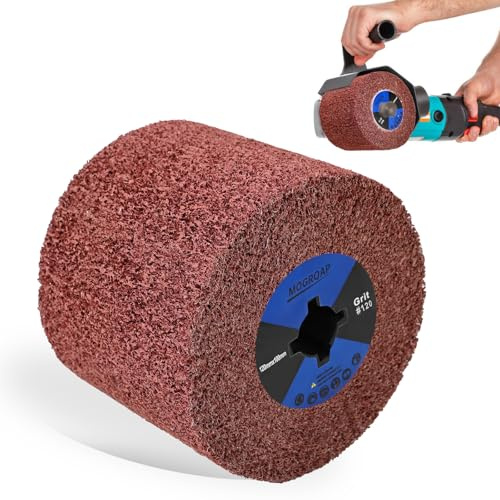 MOGRQAP Cepillo de Rodillo de Lijado Grano 120, Cepillo de Lijado de Nailon Manguitos Lijadores Rodillo de Satén para Esmerilado y Satinado - 120 x 100 x 19 mm