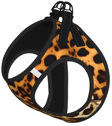 Ensemble harnais et laisse doux à rayures sur léopards pour animal de compagnie, harnais réglable en maille pour chiots et chats de petite et grande taille