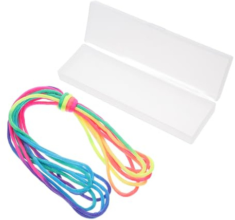 WOONEKY Finger String Funny Cats Cradle Elastic Hand Game for Flexible Rainbow Color Strings with Plastic Box Fine Motor Skills Trainer for Outdoor Indoor Play