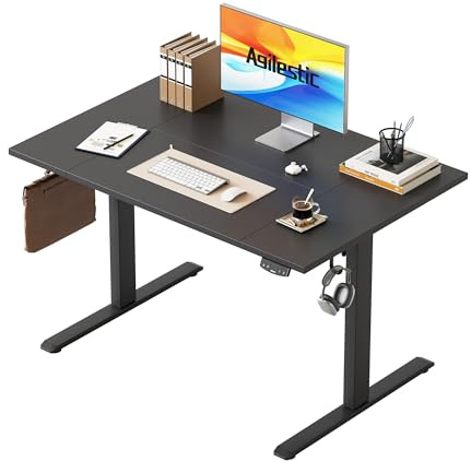 Agilestic Höhenverstellbarer Schreibtisch 120 x 80 cm | Schreibtisch höhenverstellbar elektrisch, 2 Speicherplätze, Stehschreibtisch, Computertisch für Homeoffice, Schwarz