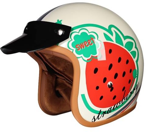 Casco Moto Jet E Demi-Jet Aperto Casco Scooter Caschi Vintage Elmetto Da Moto 3/4 Per Donna E Uomo DOTECE Omologato Mezzo Casco Da Motociclista Caschi Cromwell Scodella I,L:59-60CM