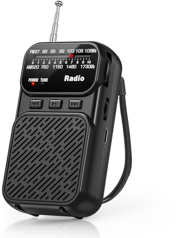 Taschenradio Batteriebetriebenes FM AM Radio Klein mit Großartigem Empfang, Lautem Lautsprecher, Kopfhöreranschluss, Tragbares Radio mit AAA-Batterie Betrieben – Schwarz