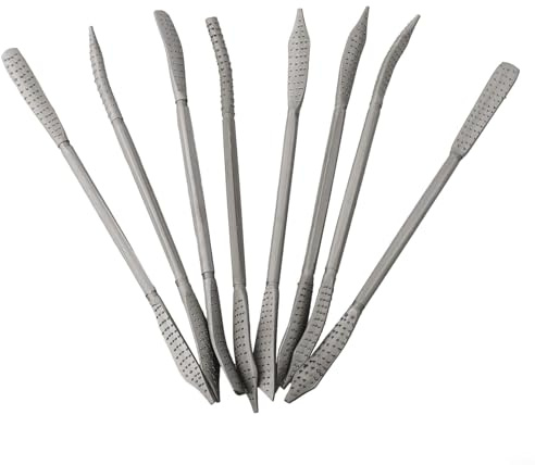 SiSinkal Juego de 8 limas de escofina para carpintería, limas gruesas de doble extremo para tallado de madera, herramientas manuales de acero al carbono de 190 mm con cabezales curvos, para uso en