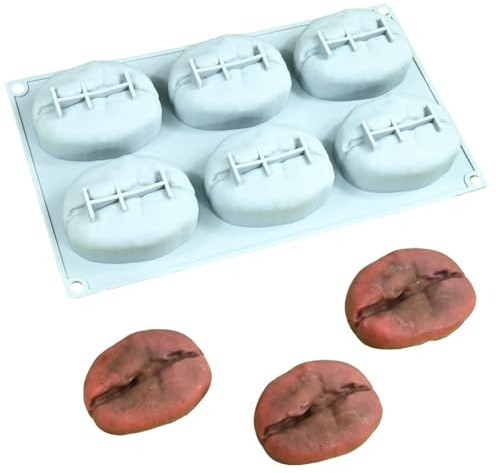 TOPBSFARNY - Formina per Mousse in Silicone 3D a 6 Cavità a Forma di Fagiolo da Caffè, Stampo da Forno Antiaderente di Qualità Alimentare per Mousse, Cioccolato, Gelatina, Budino, Dessert Fai-da-Te