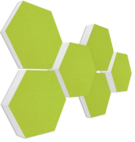 platino24 Schallabsorber COLORE aus Basotec G+ I Stilvolle Akustikpaneele mit Akustikfilz I 3D Wand-Paneele mit 6 Waben in Hellgrün I Akustikplatten zur Schalldämmung in Büro, Studio & Wohnung