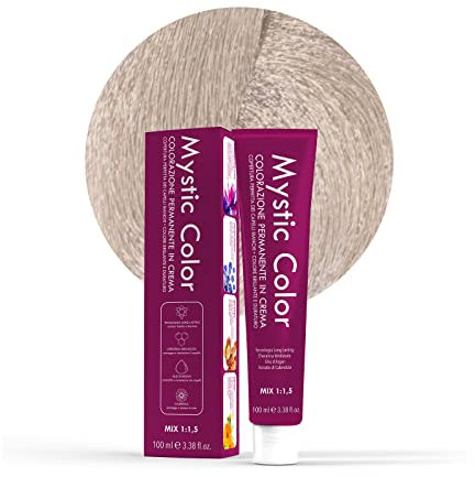 Mystic Color, Tinte para el Cabello, Fórmula Enriquecida con Aceite de Argán y Caléndula, Coloración Permanente en Crema de Larga Duración, Rubio Platino Ceniza 10.1, 100 ml
