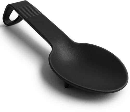 Space Home - Repose-Cuillère - Repose Cuillère Cuisine, Repose Cuillère Multifonction, Porte Stensiles De Cuisine Pour Louches, Pinces, Spatule, Porte-Cuillère Pour Cuisinière - Nylon - Noir