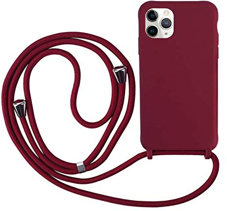 Ququcheng Kompatibel mit iPhone 12 Pro Max(6.7) Hülle,Handykette Hülle Silikon Seil Necklace Handyhülle mit Kordel Tasche TPU Bumper Schutzhülle für iPhone 12 Pro Max(6.7)-Rot