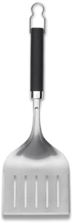 Weber Giraplati Premium - Largo (45cm), in Acciaio Inox, con Bordo Smussato su 3 Lati per Girare in Modo Facile e Preciso, Manico Ergonomico, Lavabile in Lavastoviglie - Nero/Argento (6762)