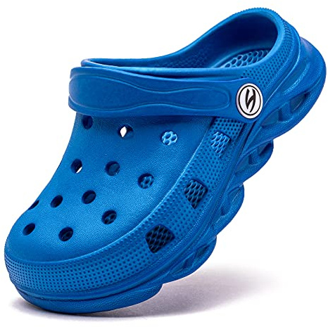 HOBIBEAR Boys and Girls Classic Graphic Kids Garden Clogs Slip on Water Shoes (Blue-Size 13 Little Kid)