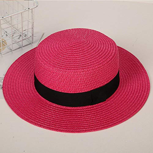 Sonnenhut Strohhut Hut Damen Strandhut Unisex Strohhut Breite Krempe Bootsfahrer Hüte Sonnenhut Für Frauen Man-Hot_Pink
