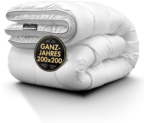 John Cotton Night Cloud Bettdecke 200x200cm - Premium Klasse Steppdecke für Allergiker | Oeko-Test Zert. Bettdecken | Ideal 2x2m Schlafdecke für Frühling & Herbst | Weiche Microfaser Decke 200x200