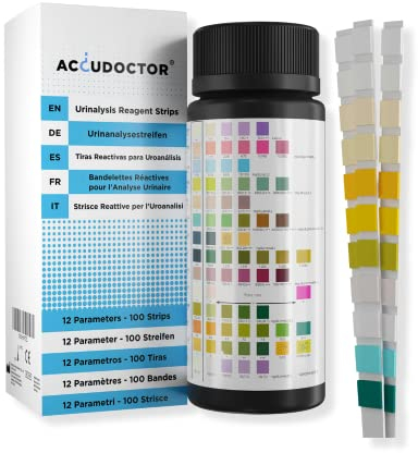 AccuDoctor 100 Strisce Test Urine – Stick Urina 12 Parametri per Analisi delle Urine, Striscia Reattiva Urine, Stick Chetosi Urine, Strisce pH Urine, Test Esame Urine Fai da Te - 100 Test