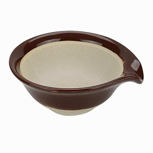 Linkidea Ciotola da Barba in Ceramica, Tazza di Schiuma di Sapone da Barba per Uomo, Tazza di Crema da Barba per Rasoio Bagnato con Barba Larga, Marrone