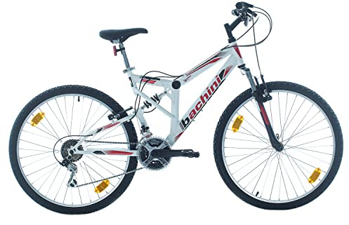 Multibrand Probike Extreme 26 Zoll Mountainbike Vollfederung 18 Gang, Herren-Fahrrad & Damen-Fahrrad, geeignet ab 155 – 180 cm (Weiß Matt Rot)