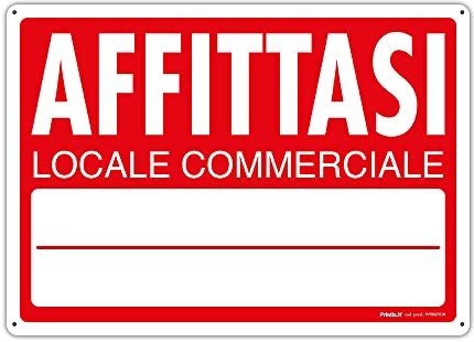 PRINTIX Cartello Affittasi In Polipropilene (PP) Di Spessore 1 mm Stampato Con Tecnologia UV Resistente Alle Intemperie Visibilità A Distanza 25cm X 35cm (Affittasi Locale Commerciale)
