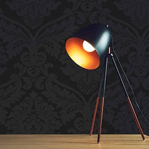 TADESSI Carta da parati stile barocco Gioele M1-No.843, con ornamenti per soggiorno, camera da letto, cucina, colore nero