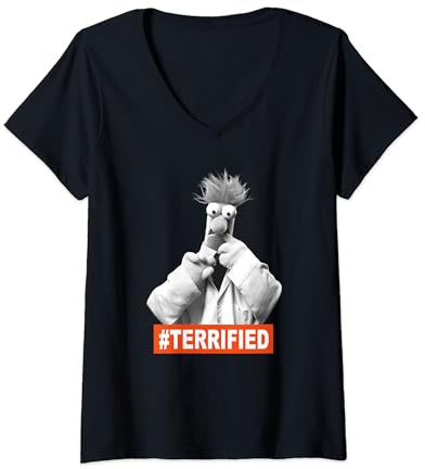 The Muppets Beaker Terrified V-Neck T-Shirt