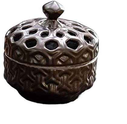 YLWX Keramik Handmade Vintage Knoblauchtopf Hollow Vorratsdosen Ingwer Zwiebel Gewürz Vorratsdosen (Color : Schwarz)