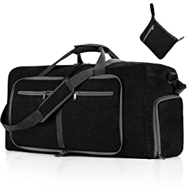 CORIOS Reisetaschen Duffle Bag für Herren/Damen 65L Faltbare Sporttasche Fitnesstasche Schwimmtasche Handgepäck mit Schuhfach Kabinenreisetasche Weekender Übernachtung Tasche Trainingstasche Schwarz
