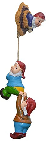 ulapithi Resin Climbing Gnomes - climbing garden gnomes, climbing gnomes, Garden Tree Ornaments, Whimsical Tree Statue with Three Cute Gnomes a Rope