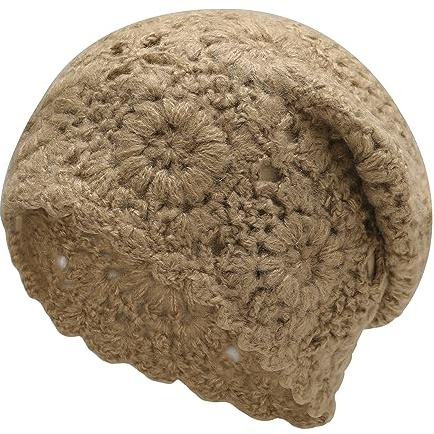 ZLYC Damen Winter Vintage Wolle Strickmützen Beanie Bowler Hut | Gehäkeltes Blumen Leicht und Warm
