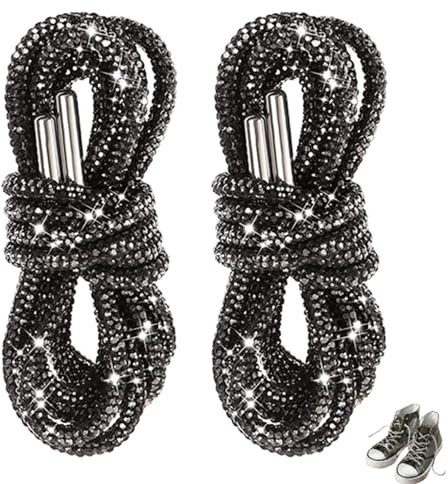 Sovtay Strass Glitzer Schnürsenkel - Runde Seil Kordelzug Kordeln Mit Bling Bling Glänzenden Effekt - Ersatz Für Turnschuhe, Jogginghose, Hoodies