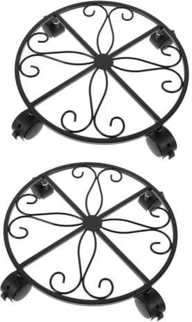 Pflanzenpalette mit Lenkrollen, 2 Stück Eisen-Blumenständer, L-Halterungen, robuste Metalltabletts, robuste Rollen, Metall-Allzweckwagen, rollender Pflanzenständer, Pflanzenständer mit Rädern, Blument