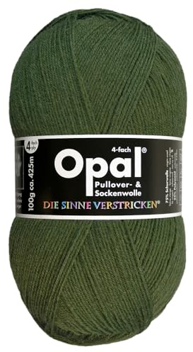 Frida's Wollhaus Opal 100 g Uni 4-fach Sockengarn Strümpfe Stricken filzfrei Wolle 35 Farben (5184 | Olivgruen)