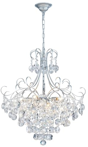 ANJIADENGSHI Crystal Chandelier K9 Crystal Lighting Chandelier for Living Room 10 E12 Bulbs High 27.6 in x Diameter 22.8 in, Silvery