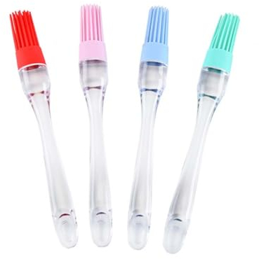 WOONEKY 4pezzi Pennelli in Silicone Per Barbecue e Cucina Resistenti Al Calore Per Forno e Cottura Spazzole Per Ungere Alimenti Utensili Da Cucina Compatti Colori Casuali
