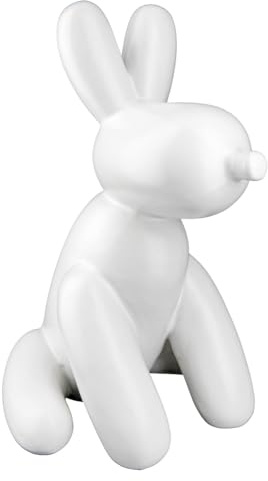 GILDE Statuetta decorativa a forma di palloncino, scultura moderna, decorazione per cani seduti, statua bianca opaca, altezza 25 cm