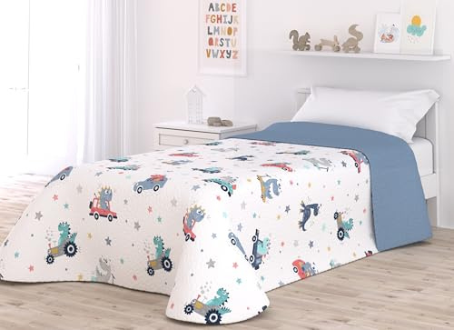 Victorio & Lucchino Colcha Infantil de Verano y Primavera. Ligera Colcha cubrecama de Microfibra. (Dino, Cama 90cm)