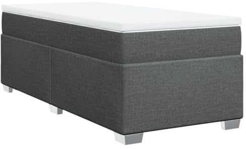 vidaXL Ramsäng med madrass mörkgrå 80x200 cm tyg, säng, plattformssäng, panelsäng, sovrumsmöbler, divansäng, enkelsäng, stoppad säng, tygsäng